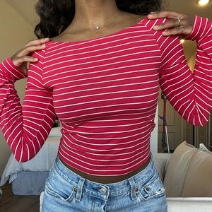 Forever 21 Striped Res and White Long Sleeve